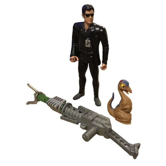 Jurassic Park 1994 Series 2 Ian Malcolm Figure W/ Gallimimus Hatchling & Gun Acc - Picture 1 of 11